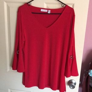 Beautiful holiday red Susan Graver liquid knit top